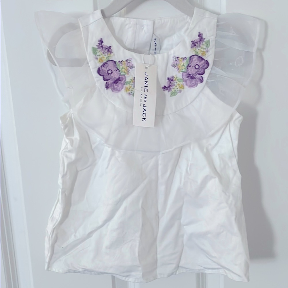 NWT Janie and Jack White Floral Embroidered Top 4